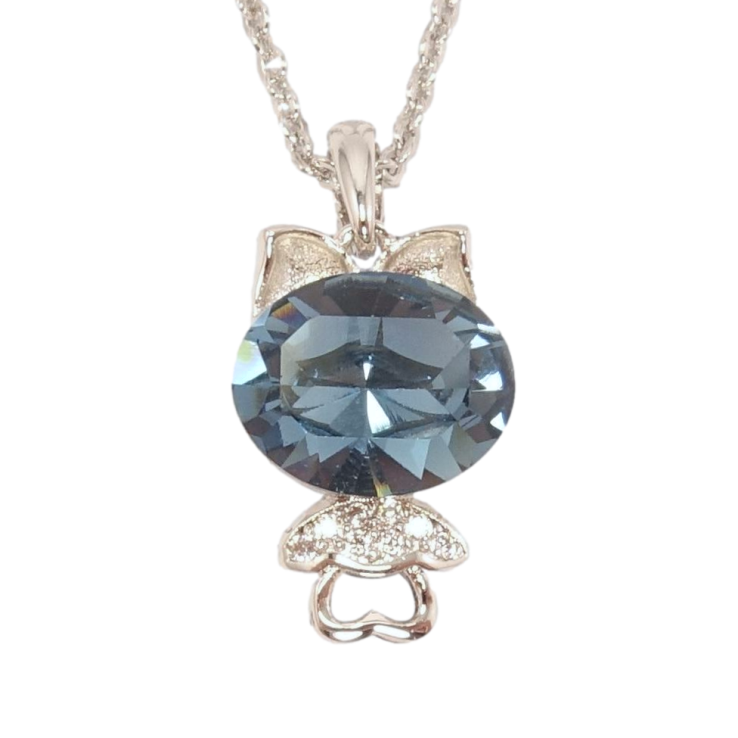 Кулон Xuping цвет Родий с кристаллами Swarovski на цепочке Котик с кристаллом Montana длина 38,5-43см х 1мм фото №15