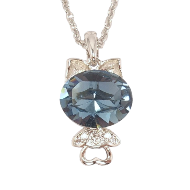 Кулон Xuping колір Родій із кристалами Swarovski на ланцюжку Котик із кристалом Montana довжина 38,5-43см х 1мм фото №7 Кулон Xuping колір Родій із кристалами Swarovski на ланцюжку Котик із кристалом Montana довжина 38,5-43см х 1мм фото №7