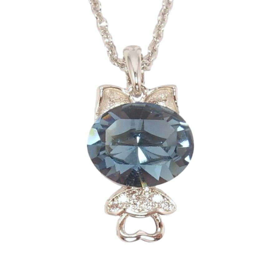 Кулон Xuping цвет Родий с кристаллами Swarovski на цепочке Котик с кристаллом Montana длина 38,5-43см х 1мм фото №1 Кулон Xuping цвет Родий с кристаллами Swarovski на цепочке Котик с кристаллом Montana длина 38,5-43см х 1мм фото №1