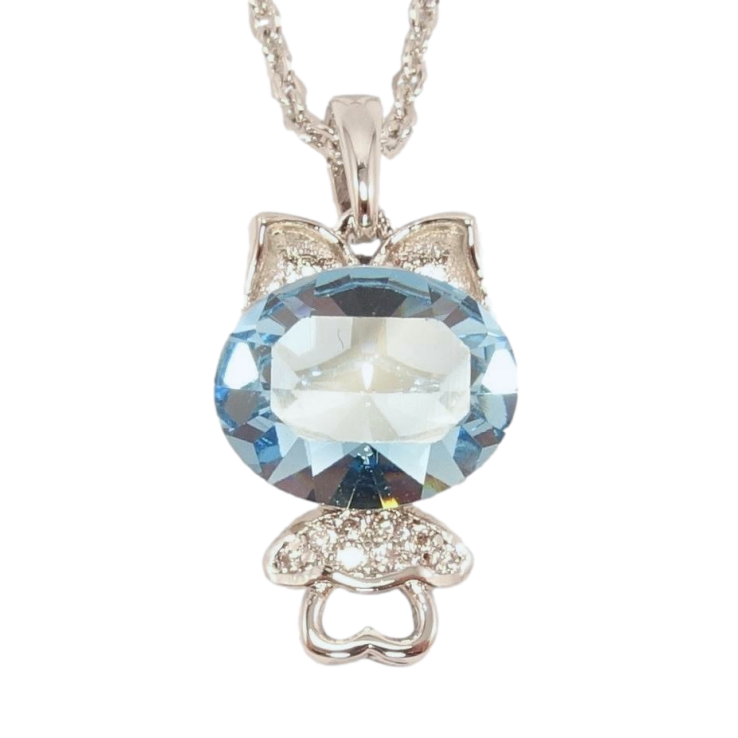 Кулон Xuping цвет Родий с кристаллами Swarovski на цепочке Котик с кристаллом Aquamarine длина 38,5-43см х фото №17