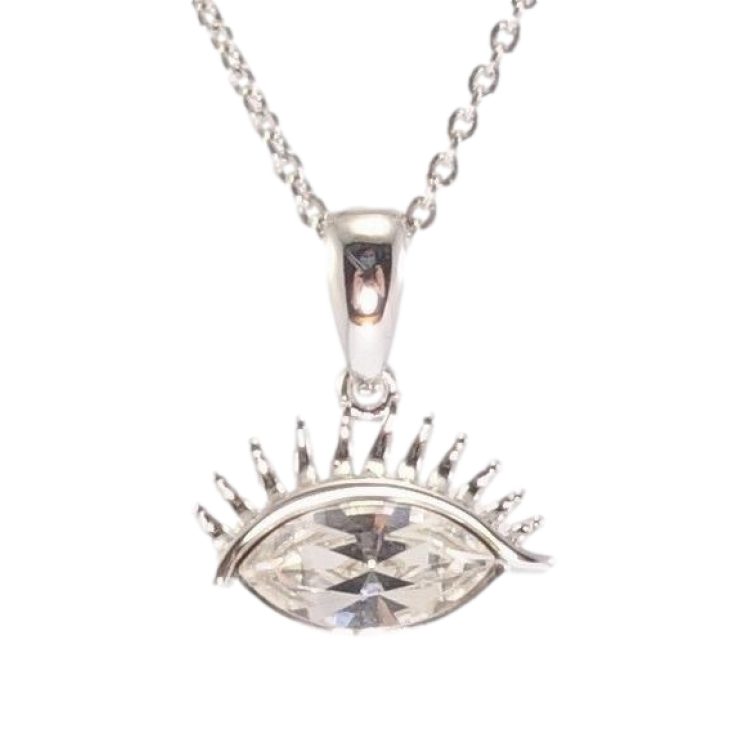 Кулон Xuping цвет Родий с кристаллами Swarovski на цепочке Глаз с кристаллом Clear длина 38,5-44см х 1мм фото №19