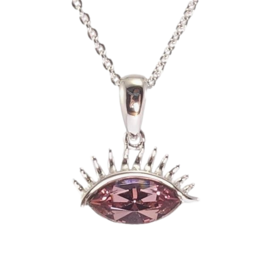 Кулон Xuping цвет Родий с кристаллами Swarovski на цепочке Глаз с кристаллом Rose длина 38,5-43.5см х 1мм фото №1