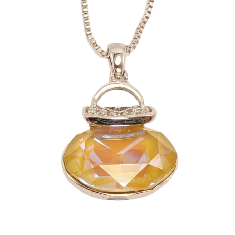 Кулон Xuping цвет Родий с кристаллами Swarovski на цепочке Сумочка кристалл Topaz Shimmer длина 46-51см фото №1