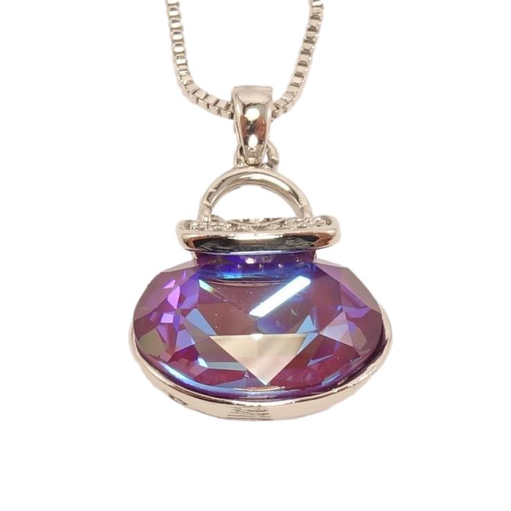 Кулон Xuping цвет Родий с кристаллами Swarovski на цепочке Сумочка кристалл Heliotrope Delite длина 46-51см фото №5