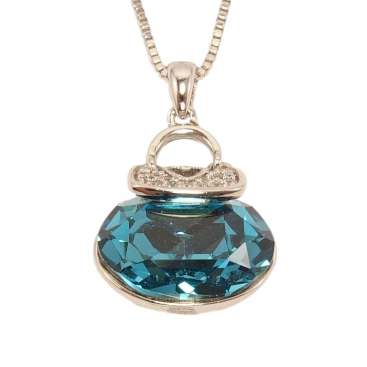 Кулон Xuping цвет Родий с кристаллами Swarovski на цепочке Сумочка кристалл Blue Zircon длина 46-51см фото №15 Кулон Xuping цвет Родий с кристаллами Swarovski на цепочке Сумочка кристалл Blue Zircon длина 46-51см фото №15