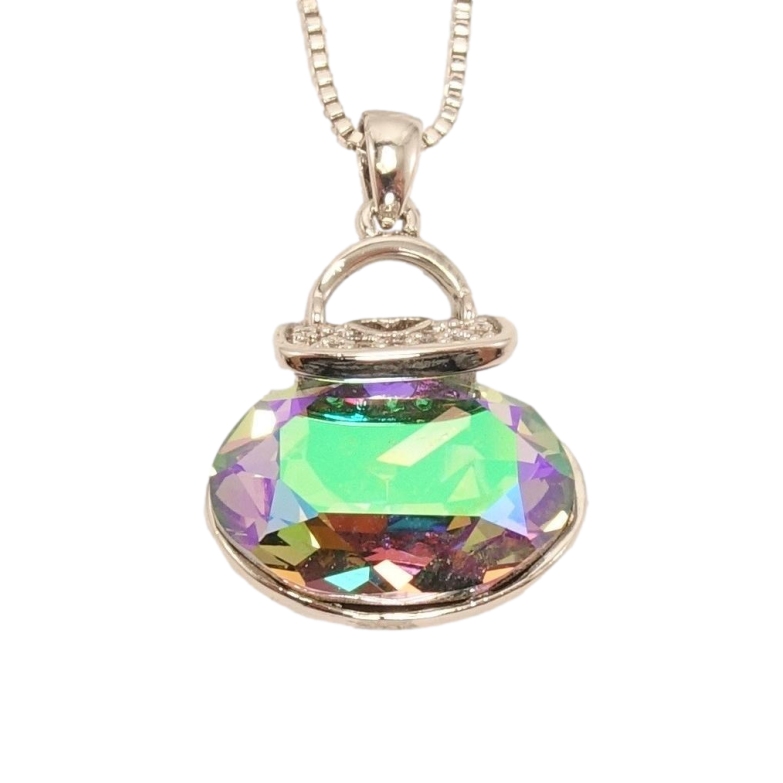 Кулон Xuping цвет Родий с кристаллами Swarovski на цепочке Сумочка кристалл Paradise Shine длина 46-51см фото №5