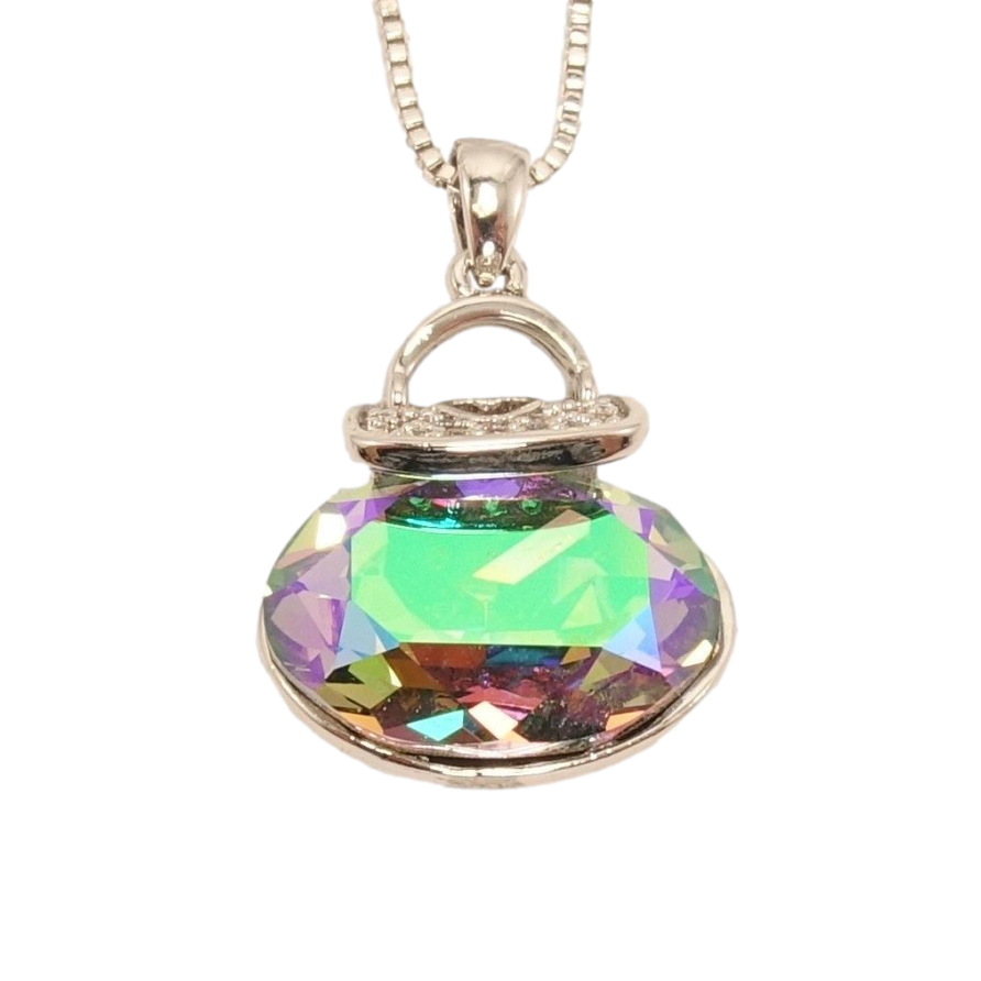 Кулон Xuping цвет Родий с кристаллами Swarovski на цепочке Сумочка кристалл Paradise Shine длина 46-51см фото №1