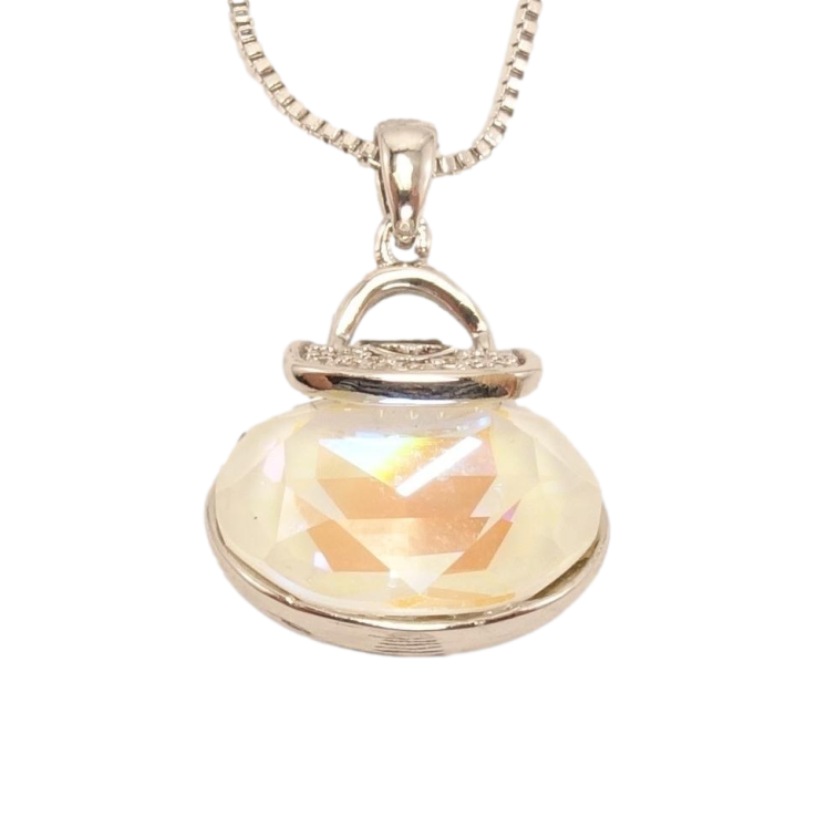 Кулон Xuping цвет Родий с кристаллами Swarovski на цепочке Сумочка кристалл White Opal длина 45.5-51.5см фото №8 Кулон Xuping цвет Родий с кристаллами Swarovski на цепочке Сумочка кристалл White Opal длина 45.5-51.5см фото №8