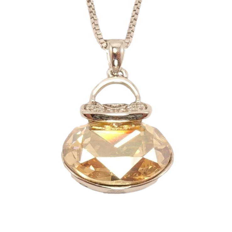 Кулон Xuping цвет Родий с кристаллами Swarovski на цепочке Сумочка кристалл Light Topaz длина 45-50.5см фото №13 Кулон Xuping цвет Родий с кристаллами Swarovski на цепочке Сумочка кристалл Light Topaz длина 45-50.5см фото №13