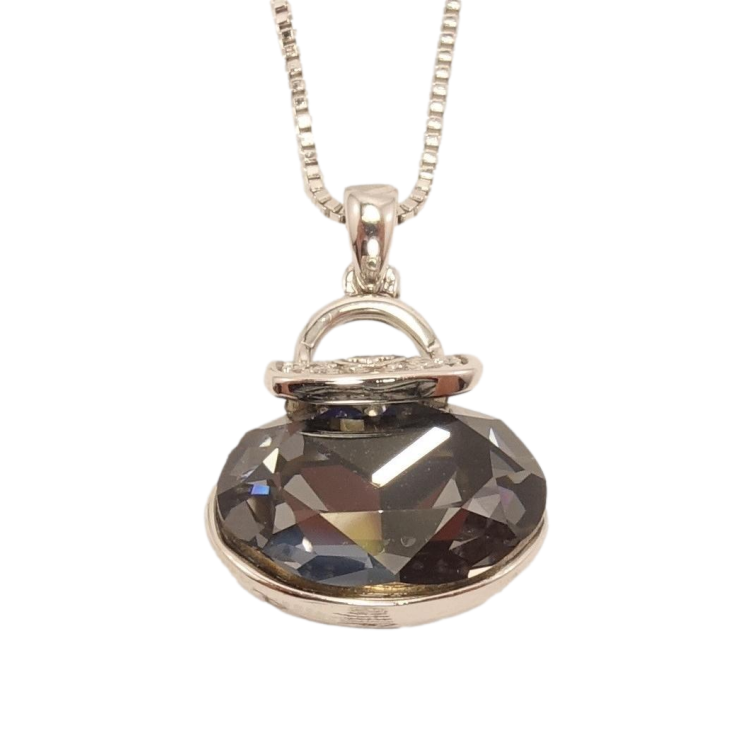 Кулон Xuping цвет Родий с кристаллами Swarovski на цепочке Сумочка кристалл Graphite длина 45.5-51см фото №6