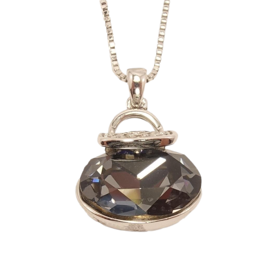 Кулон Xuping цвет Родий с кристаллами Swarovski на цепочке Сумочка кристалл Graphite длина 45.5-51см фото №1 Кулон Xuping цвет Родий с кристаллами Swarovski на цепочке Сумочка кристалл Graphite длина 45.5-51см фото №1