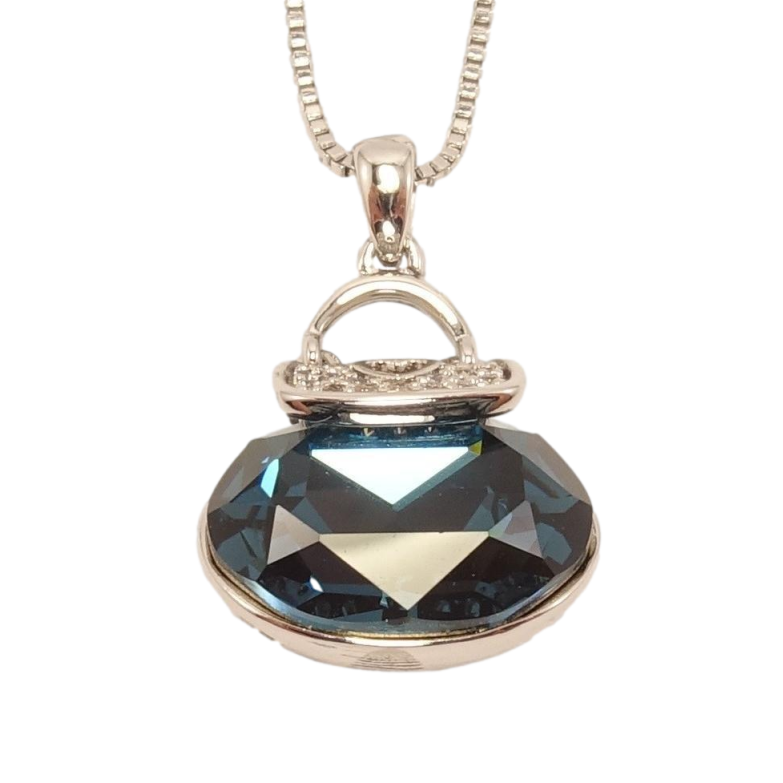 Кулон Xuping колір Родій із кристалами Swarovski на ланцюжку Сумочка кристал Montana довжина 46-51.5см фото №20