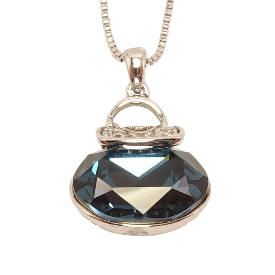 Кулон Xuping цвет Родий с кристаллами Swarovski на цепочке Сумочка кристалл Montana длина 46-51.5см фото №1