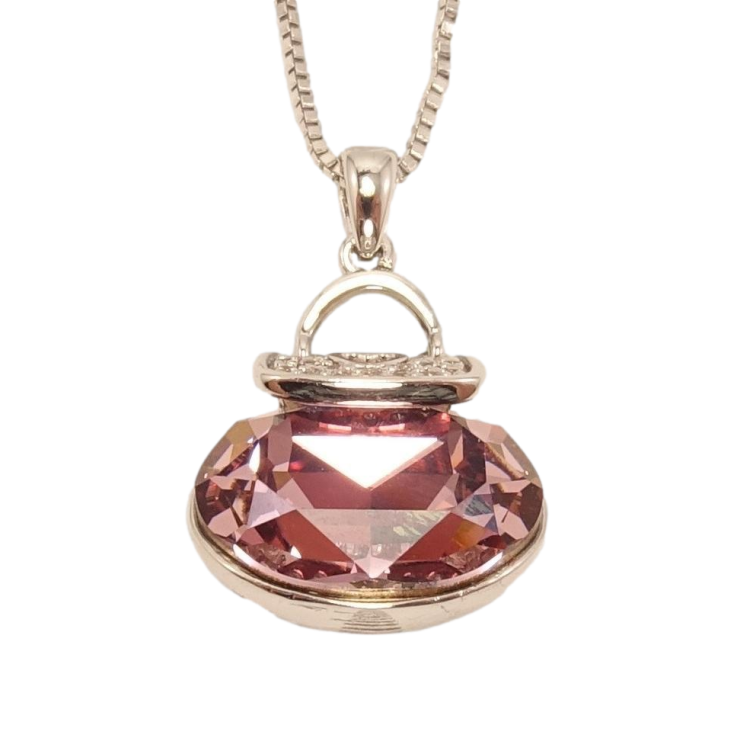 Кулон Xuping цвет Родий с кристаллами Swarovski на цепочке Сумочка кристалл Antique Pink длина 46-51см фото №17 Кулон Xuping цвет Родий с кристаллами Swarovski на цепочке Сумочка кристалл Antique Pink длина 46-51см фото №17
