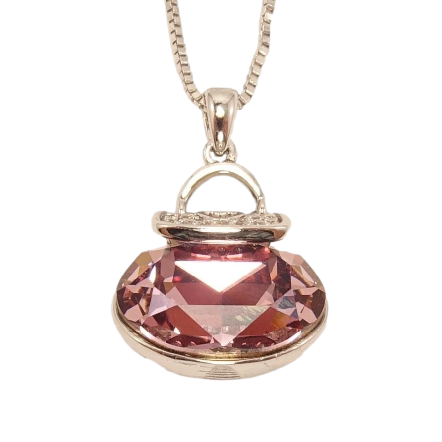 Кулон Xuping цвет Родий с кристаллами Swarovski на цепочке Сумочка кристалл Antique Pink длина 46-51см фото №1