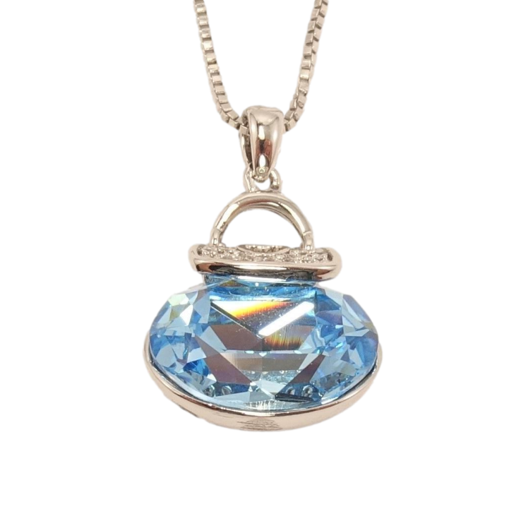 Кулон Xuping цвет Родий с кристаллами Swarovski на цепочке Сумочка кристалл Aquamarine длина 46.5-52см фото №16 Кулон Xuping цвет Родий с кристаллами Swarovski на цепочке Сумочка кристалл Aquamarine длина 46.5-52см фото №16