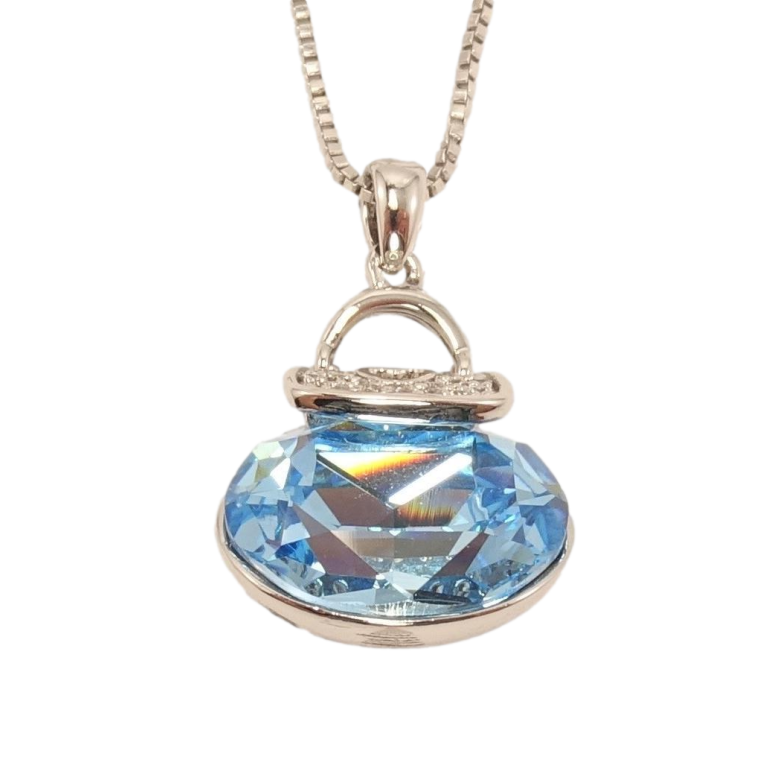 Кулон Xuping колір Родій із кристалами Swarovski на ланцюжку Сумочка кристал Aquamarine довжина 46.5-52см фото №20 Кулон Xuping колір Родій із кристалами Swarovski на ланцюжку Сумочка кристал Aquamarine довжина 46.5-52см фото №20