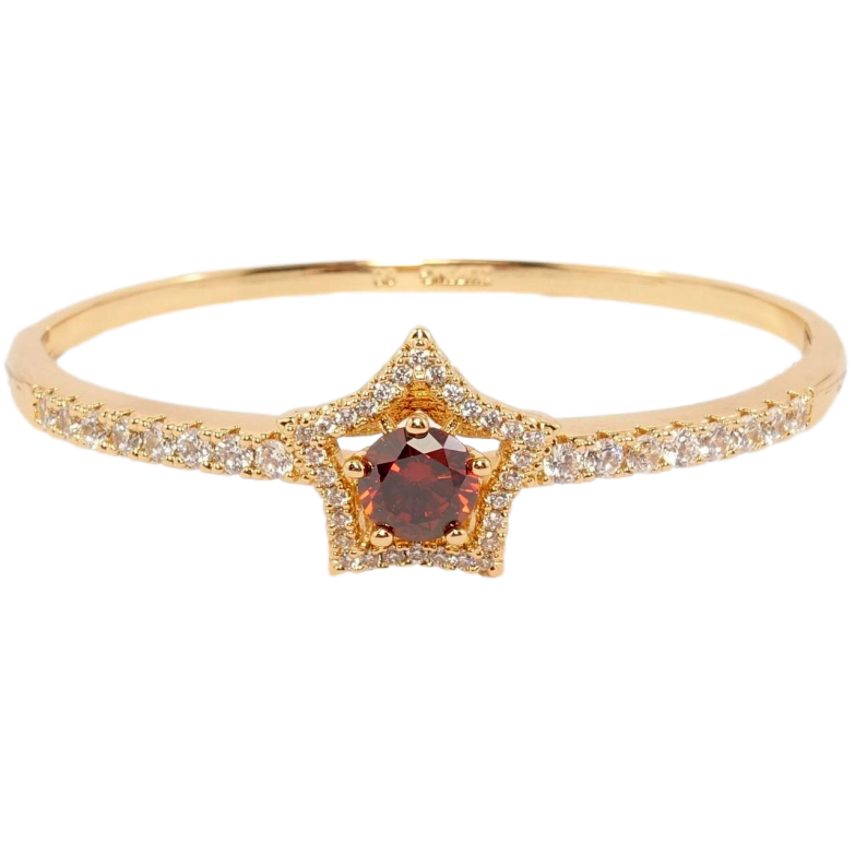 Браслет Xuping Позолота 18K Доріжка цирконію з червоною кристальною зіркою ø 6см фото №2 Браслет Xuping Позолота 18K Доріжка цирконію з червоною кристальною зіркою ø 6см фото №2