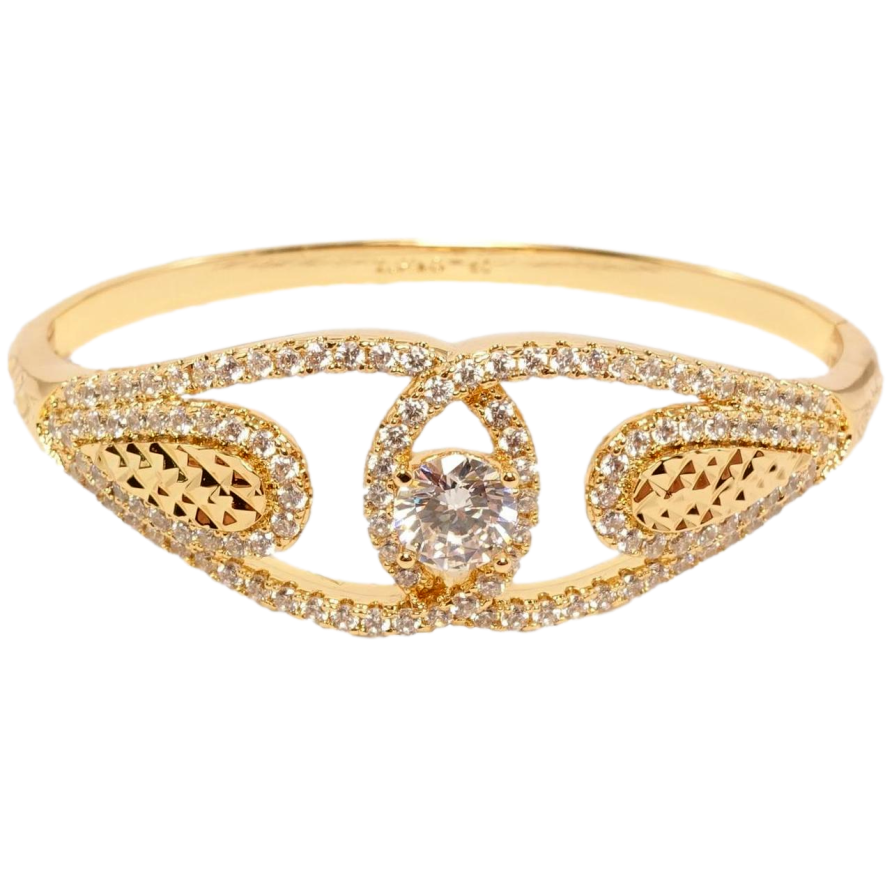 Браслет Xuping Позолота 18K Сплетение декоративных петелек с кристаллом ø 6см фото №1 Браслет Xuping Позолота 18K Сплетение декоративных петелек с кристаллом ø 6см фото №1