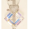 Кулон Xuping колір Родій із кристалами Swarovski на ланцюжку Ромб із кристала Shimmer із серцем довжина 39,5-45см фото №3