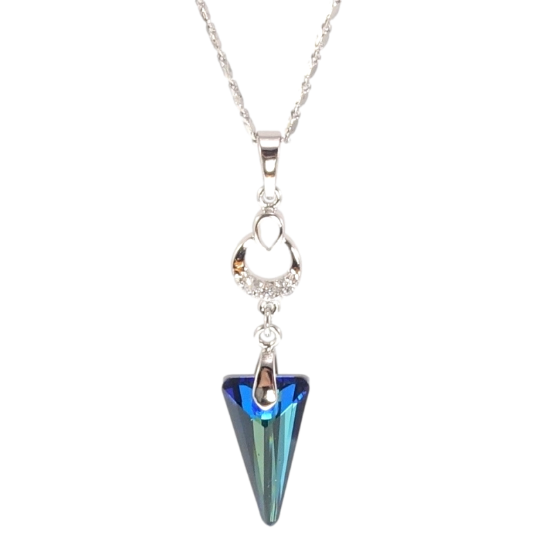 Кулон Xuping колір Родій із кристалами Swarovski на ланцюжку Кристал стріла Capri Blue довжина 39,5-45см фото №1 Кулон Xuping колір Родій із кристалами Swarovski на ланцюжку Кристал стріла Capri Blue довжина 39,5-45см фото №1