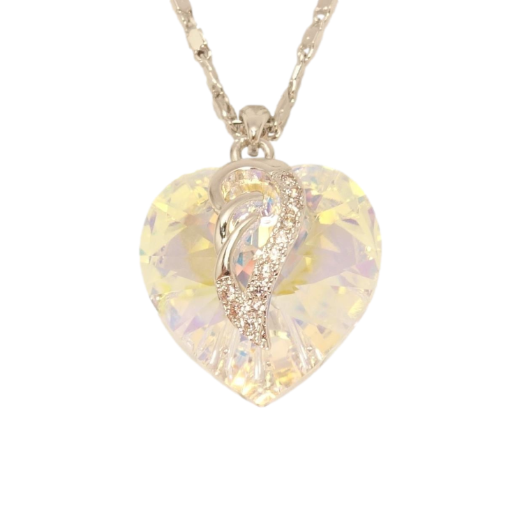 Кулон Xuping цвет Родий с кристаллами Swarovski на цепочке Кристалл сердечко Shimmer длина 38-43,5см фото №10
