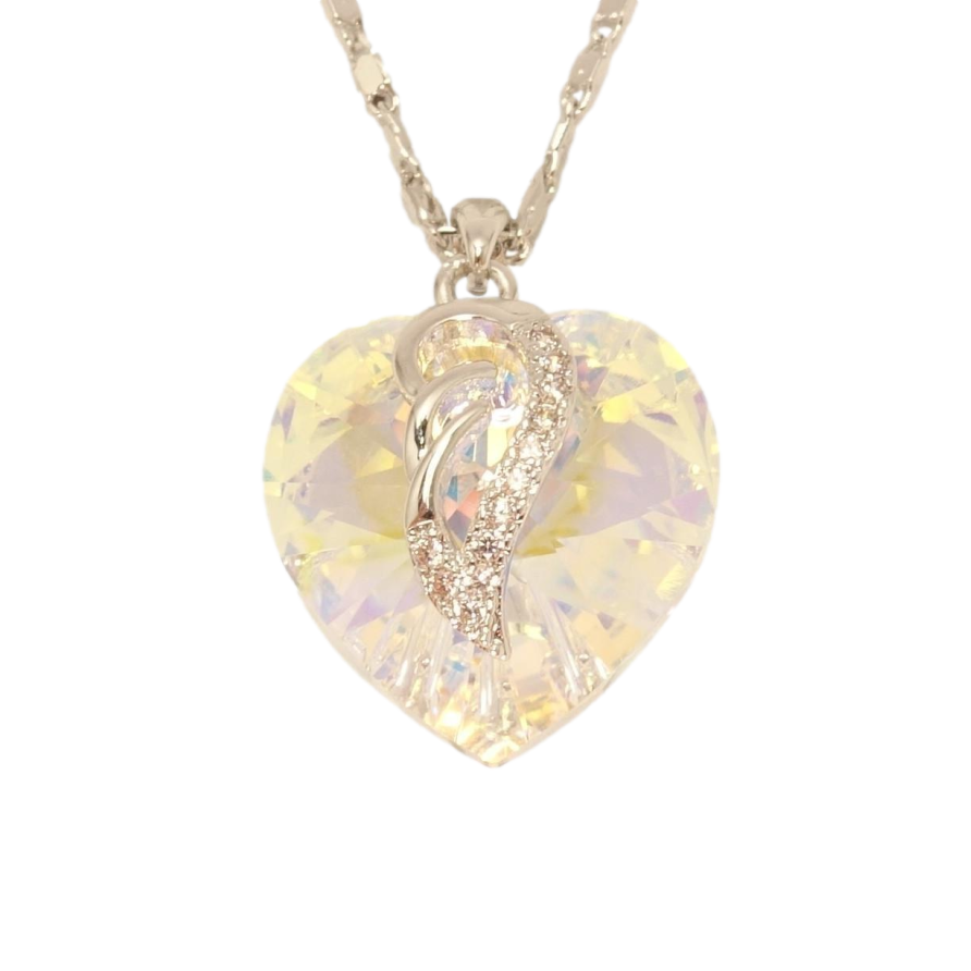 Кулон Xuping колір Родій із кристалами Swarovski на ланцюжку Кристал серця Shimmer довжина 38-43,5см фото №1 Кулон Xuping колір Родій із кристалами Swarovski на ланцюжку Кристал серця Shimmer довжина 38-43,5см фото №1