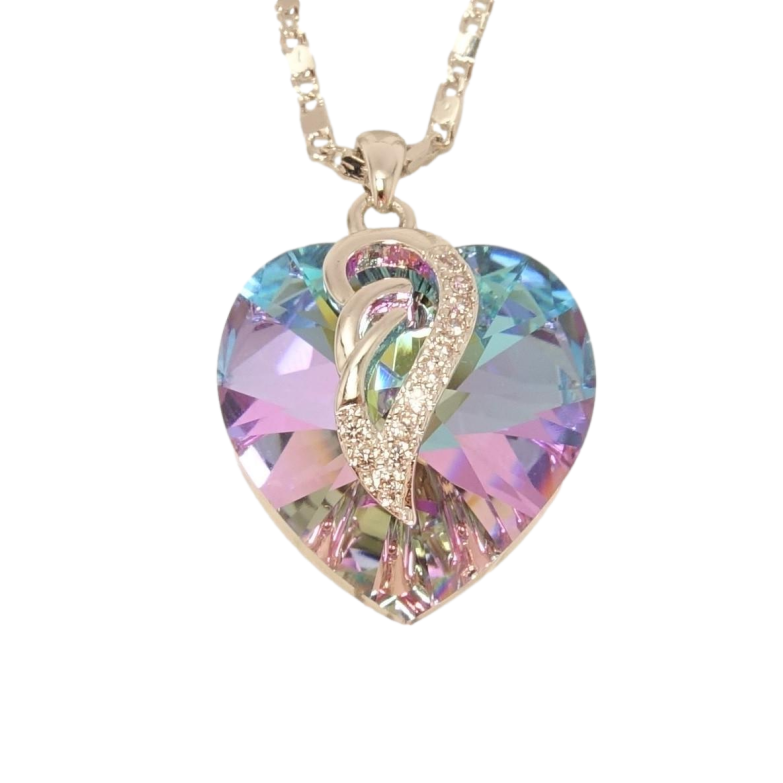 Кулон Xuping колір Родій із кристалами Swarovski на ланцюжку Кристал серця Paradise Shine довжина 38,5-43,5см фото №11