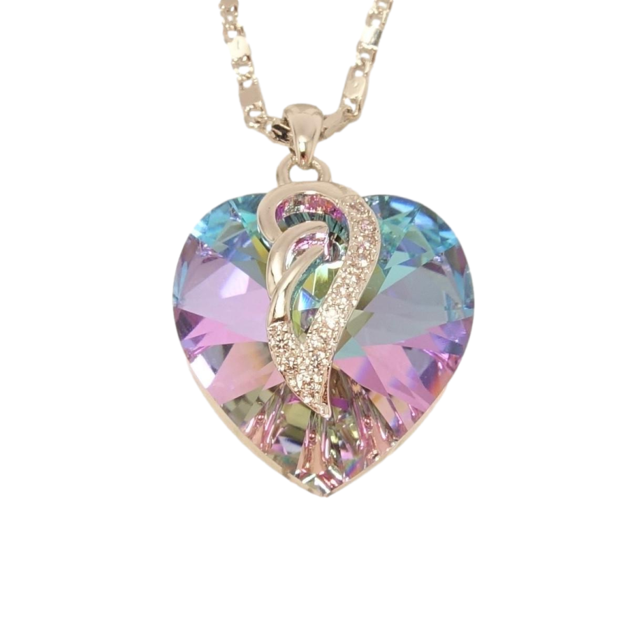 Кулон Xuping цвет Родий с кристаллами Swarovski на цепочке Кристалл сердечко Paradise Shine длина фото №1