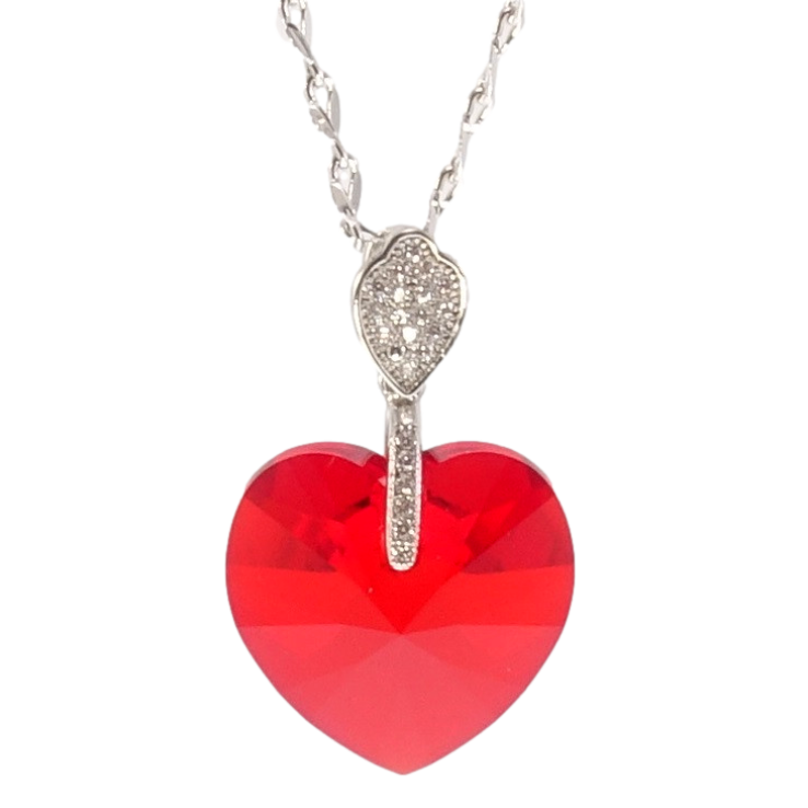 Кулон Xuping цвет Родий с кристаллами Swarovski на цепочке Кристалл сердечко Light Siam длина 39.5-44.5см фото №12