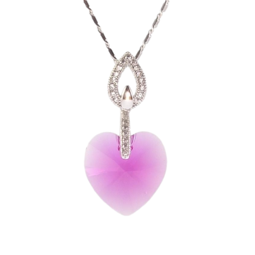 Кулон Xuping цвет Родий с кристаллами Swarovski на цепочке Сердце кристалл Ruby длина 39,5-45см фото №1