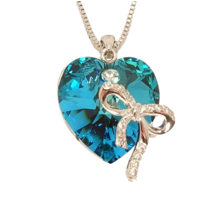 Кулон Xuping цвет Родий с кристаллами Swarovski на цепочке Сердце кристалл Metallic Blue с бантиком длина фото №20 Кулон Xuping цвет Родий с кристаллами Swarovski на цепочке Сердце кристалл Metallic Blue с бантиком длина фото №20
