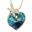 Кулон Xuping цвет Родий с кристаллами Swarovski на цепочке Сердце кристалл Metallic Blue c стрекозой длина фото №2 Кулон Xuping цвет Родий с кристаллами Swarovski на цепочке Сердце кристалл Metallic Blue c стрекозой длина фото №2