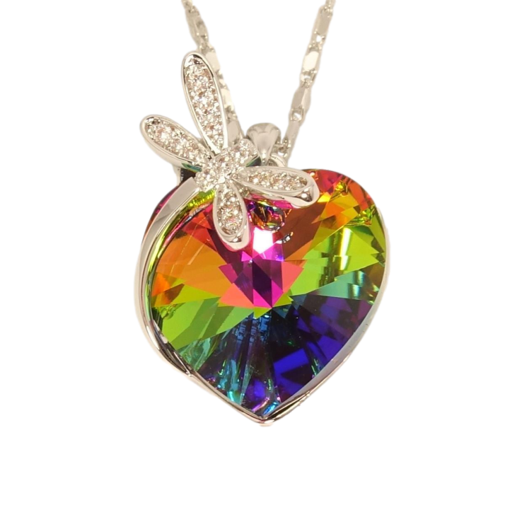 Кулон Xuping цвет Родий с кристаллами Swarovski на цепочке Сердце кристалл Vitrail Medium c стрекозой длина фото №18 Кулон Xuping цвет Родий с кристаллами Swarovski на цепочке Сердце кристалл Vitrail Medium c стрекозой длина фото №18