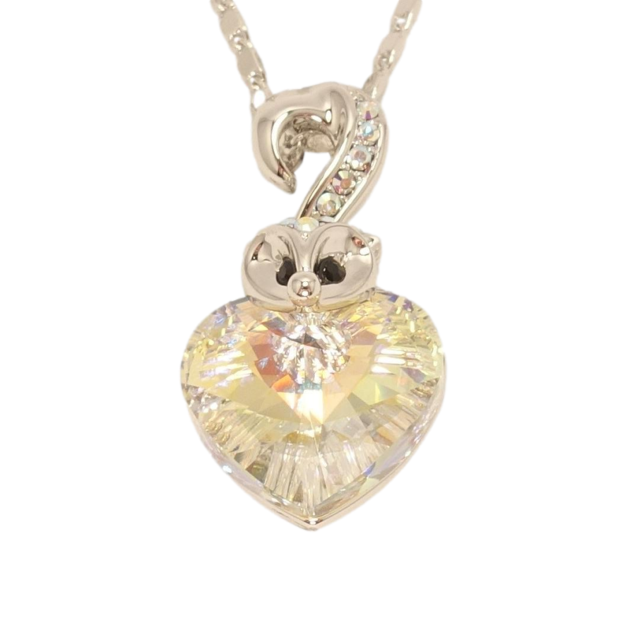 Кулон Xuping цвет Родий с кристаллами Swarovski на цепочке Сердце кристалл Shimmer c лисичкой длина фото №1