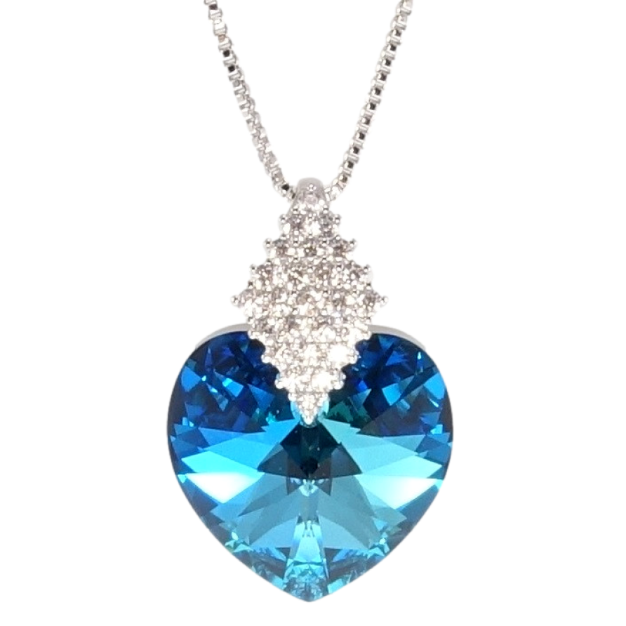 Кулон Xuping цвет Родий с кр-ми Swarovski на цепочке Кристальное сердце Metallic Blue длина 40-45см фото №1 Кулон Xuping цвет Родий с кр-ми Swarovski на цепочке Кристальное сердце Metallic Blue длина 40-45см фото №1