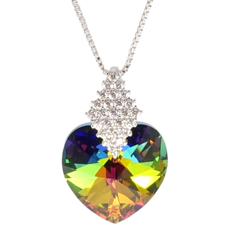 Кулон Xuping цвет Родий с кр-ми Swarovski на цепочке Кристальное сердце Vitrail Medium длина 40-44,5см фото №2 Кулон Xuping цвет Родий с кр-ми Swarovski на цепочке Кристальное сердце Vitrail Medium длина 40-44,5см фото №2
