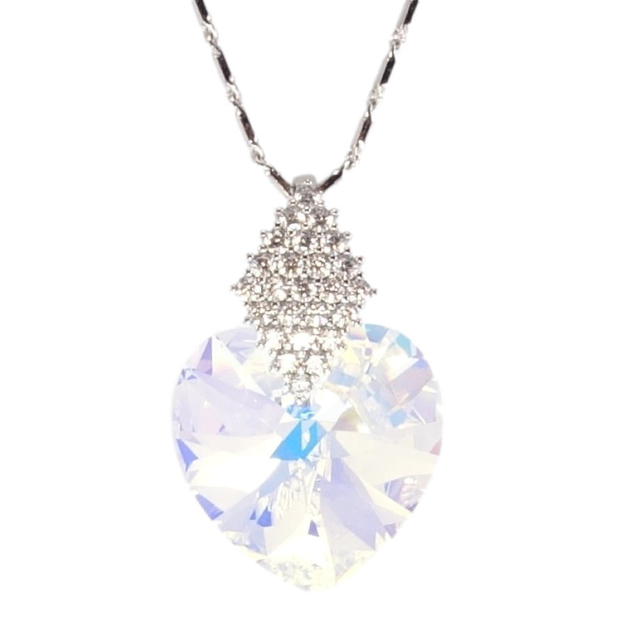 Кулон Xuping цвет Родий с кр-ми Swarovski на цепочке Кристальное сердце Shimmer длина 40-45см фото №1
