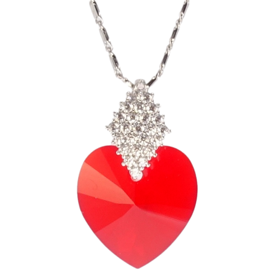 Кулон Xuping колір Родій з кр-ми Swarovski на ланцюжку Кристальне серце Light Siam довжина 40-45см фото №1 Кулон Xuping колір Родій з кр-ми Swarovski на ланцюжку Кристальне серце Light Siam довжина 40-45см фото №1