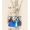 Кулон Xuping колір Родій з кр-ми Swarovski на ланцюжку Кристальний куб із синім відливом довжина 38,5-44см фото №2 Кулон Xuping колір Родій з кр-ми Swarovski на ланцюжку Кристальний куб із синім відливом довжина 38,5-44см фото №2