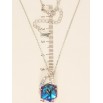 Кулон Xuping колір Родій з кр-ми Swarovski на ланцюжку Кристальний куб із синім відливом довжина 38,5-44см фото №3 Кулон Xuping колір Родій з кр-ми Swarovski на ланцюжку Кристальний куб із синім відливом довжина 38,5-44см фото №3