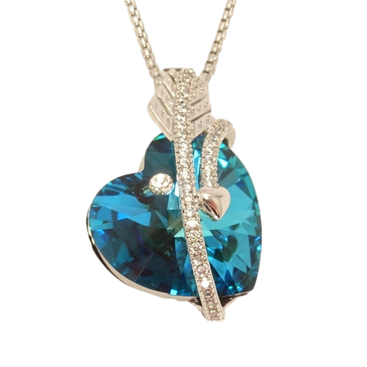 Кулон Xuping цвет Родий с кр-ми Swarovski на цепочке Кристальное сердце Metallic Blue с стрелой длина фото №16 Кулон Xuping цвет Родий с кр-ми Swarovski на цепочке Кристальное сердце Metallic Blue с стрелой длина фото №16