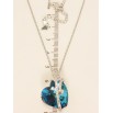 Кулон Xuping цвет Родий с кр-ми Swarovski на цепочке Кристальное сердце Metallic Blue с стрелой длина фото №4 Кулон Xuping цвет Родий с кр-ми Swarovski на цепочке Кристальное сердце Metallic Blue с стрелой длина фото №4