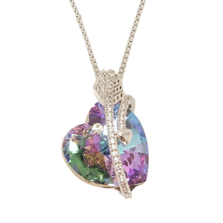 Кулон Xuping цвет Родий с кр-ми Swarovski на цепочке Кристальное сердце Paradise Shine с стрелой длина фото №12 Кулон Xuping цвет Родий с кр-ми Swarovski на цепочке Кристальное сердце Paradise Shine с стрелой длина фото №12