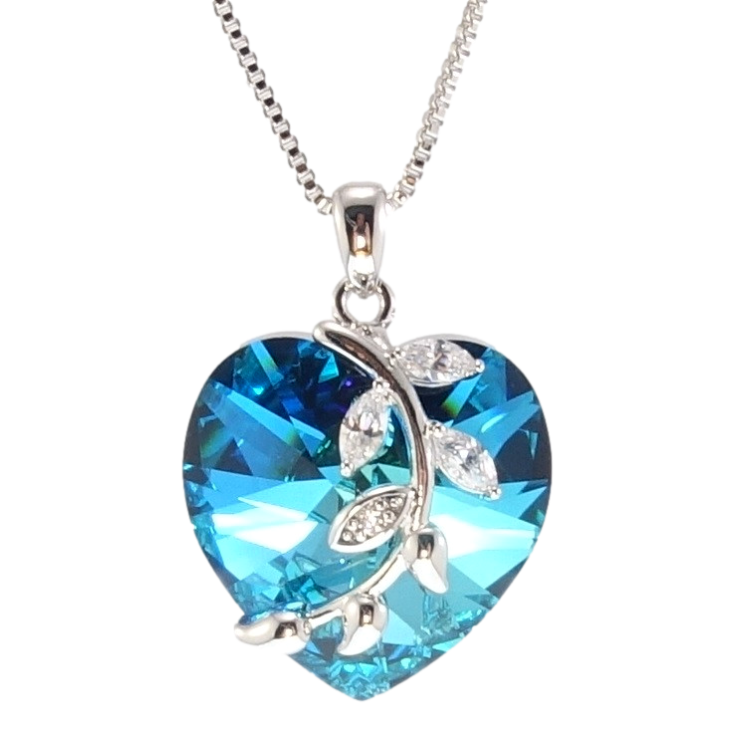 Кулон Xuping цвет Родий с кр-ми Swarovski на цепочке Кристальное сердце Metallic Blue с веточкой длина фото №17 Кулон Xuping цвет Родий с кр-ми Swarovski на цепочке Кристальное сердце Metallic Blue с веточкой длина фото №17