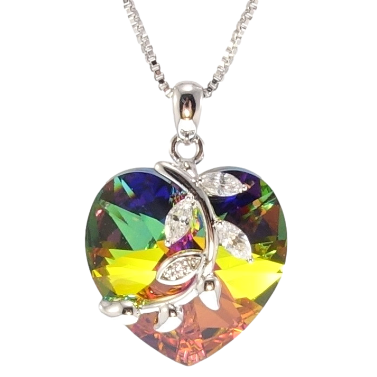 Кулон Xuping цвет Родий с кр-ми Swarovski на цепочке Кристальное сердце Vitrail Medium с веточкой длина фото №9 Кулон Xuping цвет Родий с кр-ми Swarovski на цепочке Кристальное сердце Vitrail Medium с веточкой длина фото №9