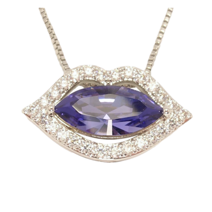 Кулон Xuping цвет Родий с кр-ми Swarovski на цепочке Губы с кристаллом и кристаллом Tanzanite длина фото №23 Кулон Xuping цвет Родий с кр-ми Swarovski на цепочке Губы с кристаллом и кристаллом Tanzanite длина фото №23