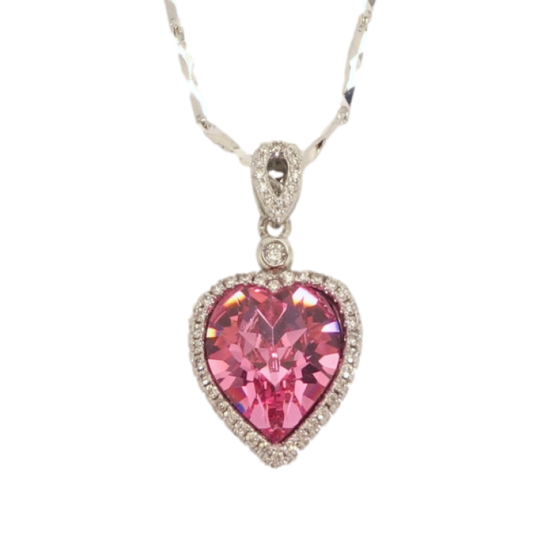 Кулон Xuping колір Родій з кр-ми Swarovski на ланцюжку Кристальне серце Rose в інкрустації довжина 45см фото №2 Кулон Xuping колір Родій з кр-ми Swarovski на ланцюжку Кристальне серце Rose в інкрустації довжина 45см фото №2