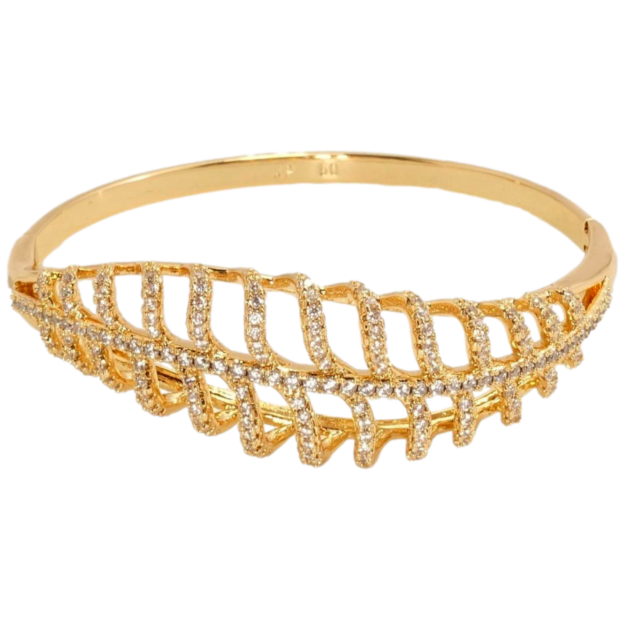Браслет Xuping Позолота 18K Декоративный листочек с инкрустацией цирконием ø 6см фото №1 Браслет Xuping Позолота 18K Декоративный листочек с инкрустацией цирконием ø 6см фото №1