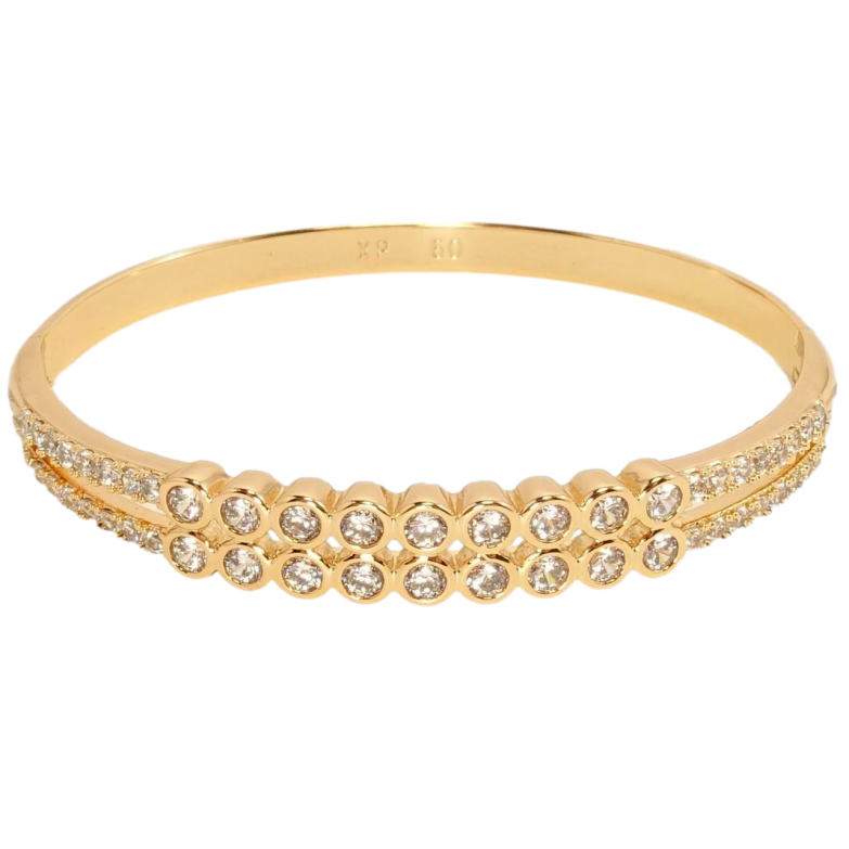 Браслет Xuping Позолота 18K Кристальні доріжки ø 6см фото №2 Браслет Xuping Позолота 18K Кристальні доріжки ø 6см фото №2